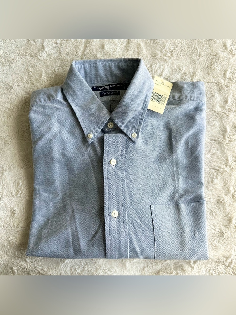 Vintage Ralph Lauren The Big Oxford Shirt Mens Medium Blue OCBD Pocket Pony NWT